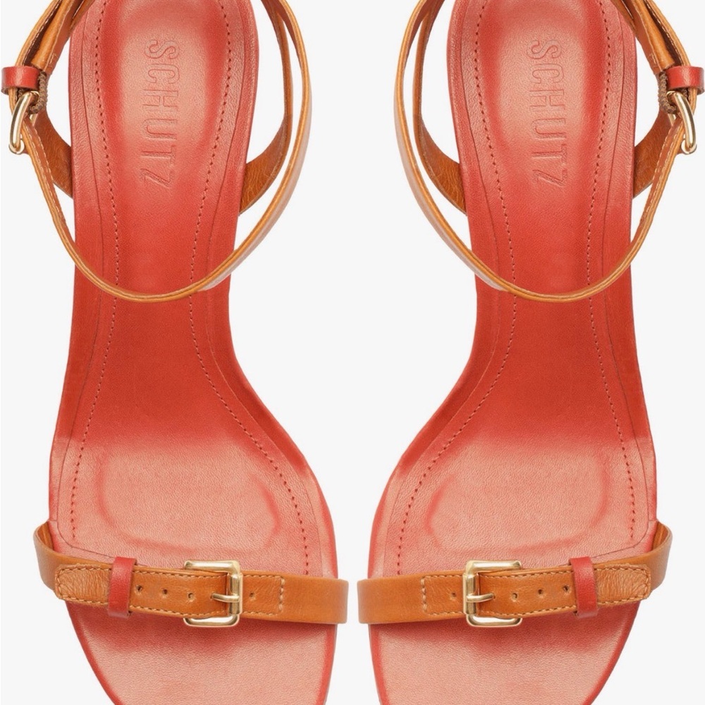 SCHUTZ Leather Caramel and Cognac Sandals 10B